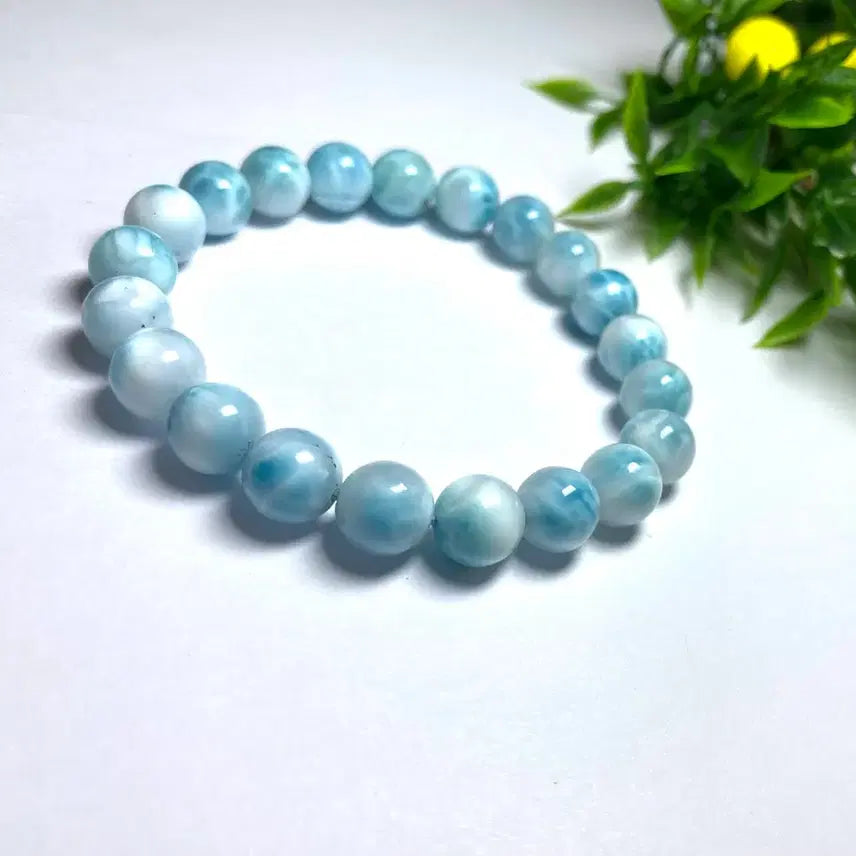 [BUNJANG] Natural Dominican Larimar Gemstone Bracelet / 천연 도미니카 라리마 원석 팔찌 소장품