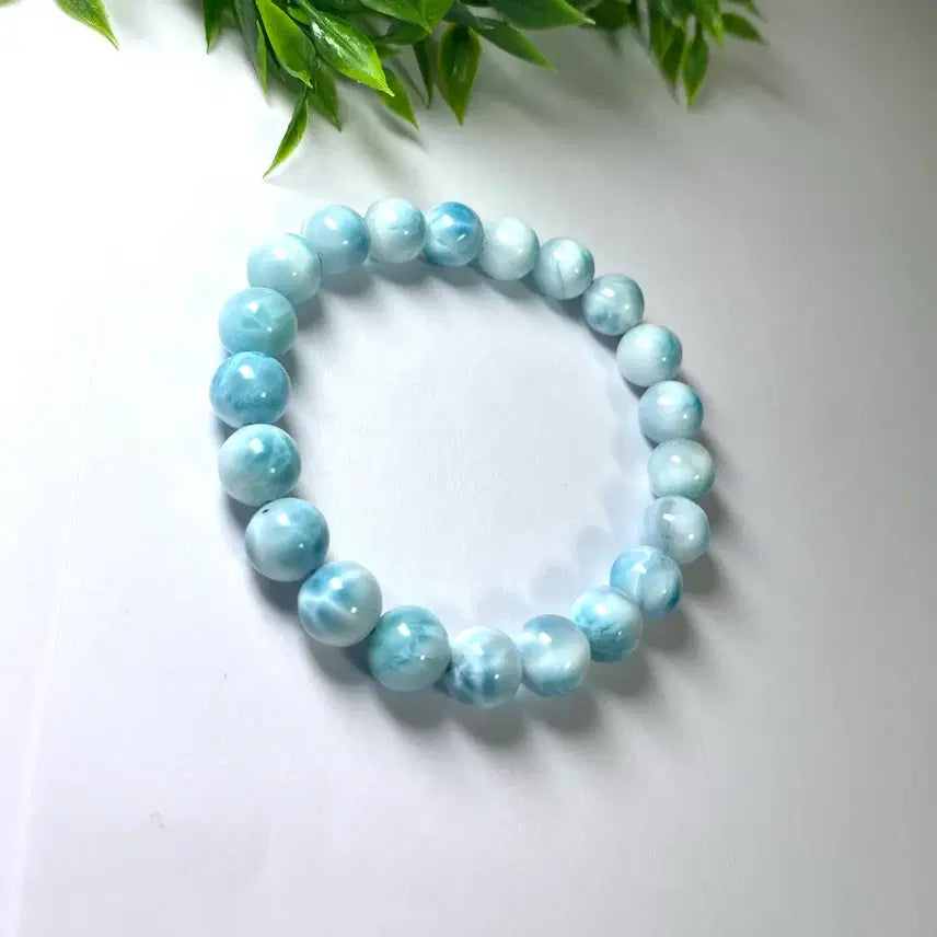 [BUNJANG] Natural Dominican Larimar Gemstone Bracelet / 천연 도미니카 라리마 원석 팔찌 소장품