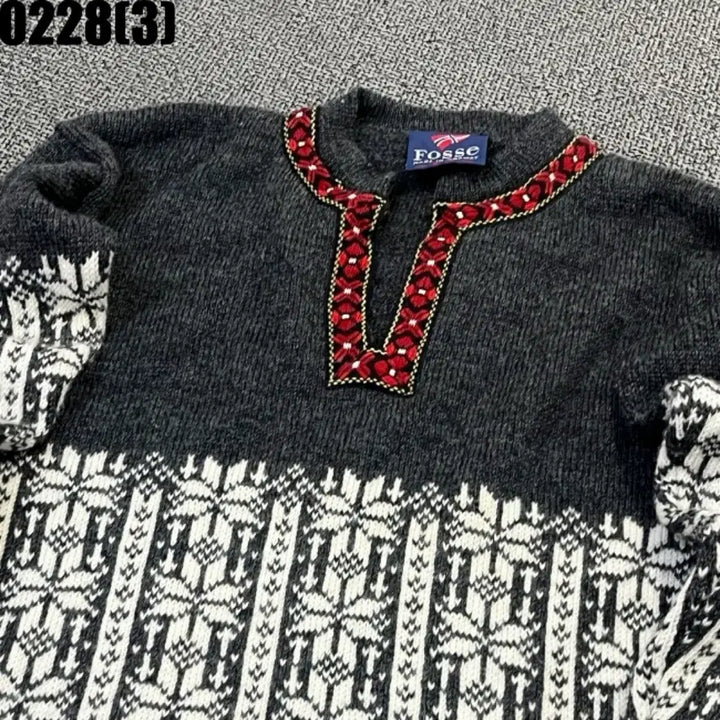 [BUNJANG] Fosse Pattern Knit Sweater Grey / Fosse 패턴 니트 스웨터 그레이 0228