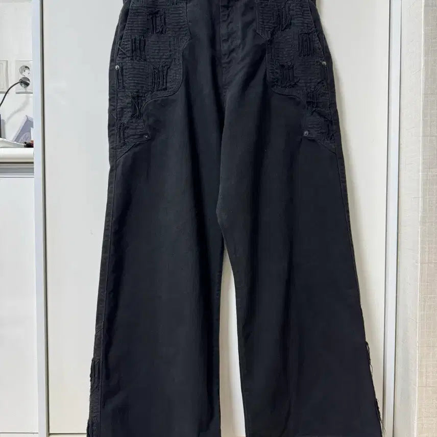 [BUNJANG] Polytelu 1011 Western Boro Pants / 4) 폴리테루 1011 웨스턴 보로 팬츠 블랙 트윌