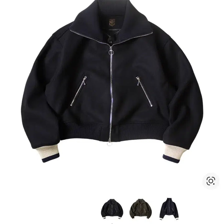 [BUNJANG] Capital Beacon Blouson Navy / 캐피탈 플란넬 집 비콘 블루종 네이비