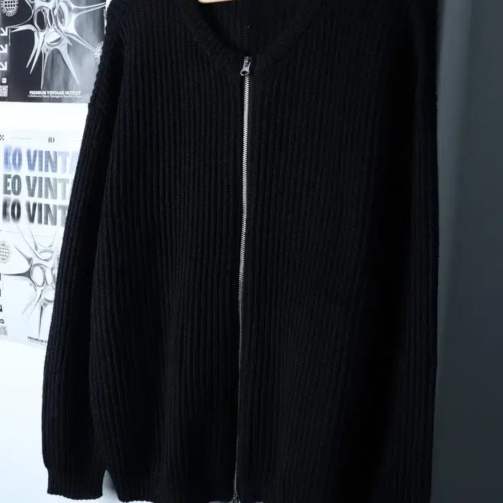 [BUNJANG] X-Container Two-Way Knit Cardigan Black / (M-XL) 엑스컨테이너 니트 가디건 투웨이 놈코어 블랙 울-17499