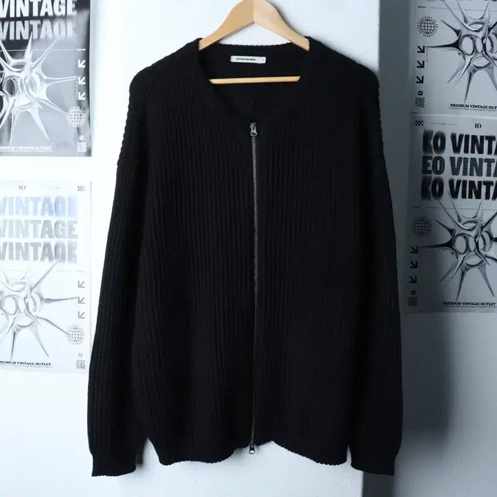 [BUNJANG] X-Container Two-Way Knit Cardigan Black / (M-XL) 엑스컨테이너 니트 가디건 투웨이 놈코어 블랙 울-17499