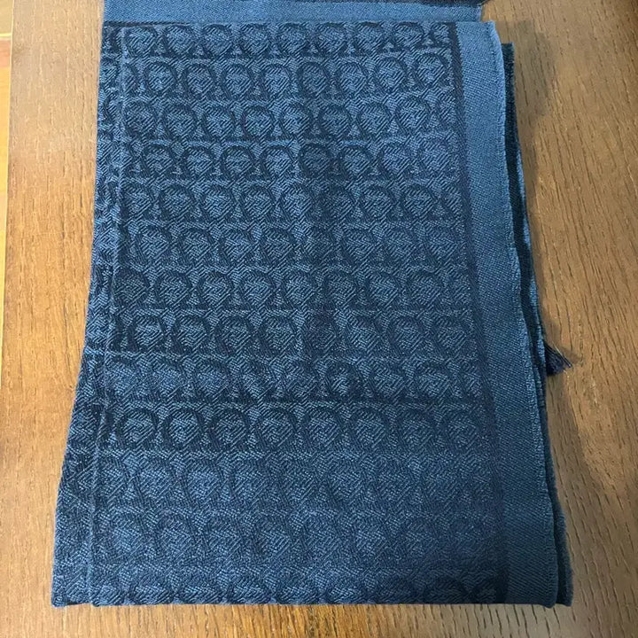 [BUNJANG] Ferragamo Gancini Logo Navy Scarf / 페라가모 간치니 로고 네이비 스카프