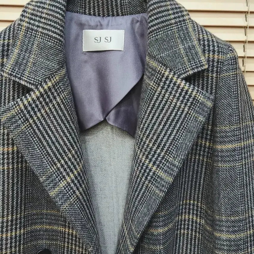 [BUNJANG] SJSJ Handmade Check Long Coat / SJSJ 핸드 메이드 체크 롱코트