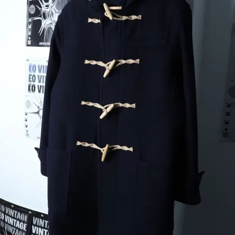 [BUNJANG] Lo-Fi Duffle Coat Navy Jacket / (L-XL) 로파이 코트자켓 더플 떡볶이 캐시미어 네이비-174D4