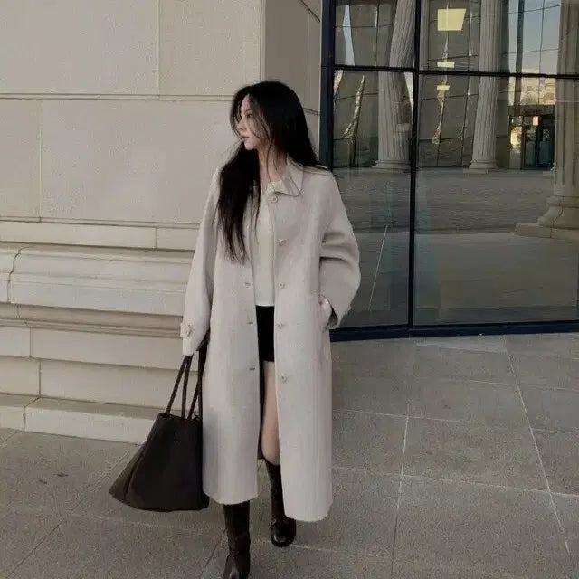 [BUNJANG] Benito Casa Long Coat - Mocha / 모카 싱글 롱 코트 베니토 가내스라 아비에무아 어텀 슬로우앤드 로엠