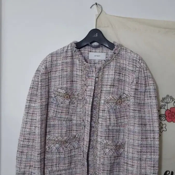 [BUNJANG] ON&ON Pink Tweed Open Jacket / ON&ON 핑크 트위드 오픈형 자켓