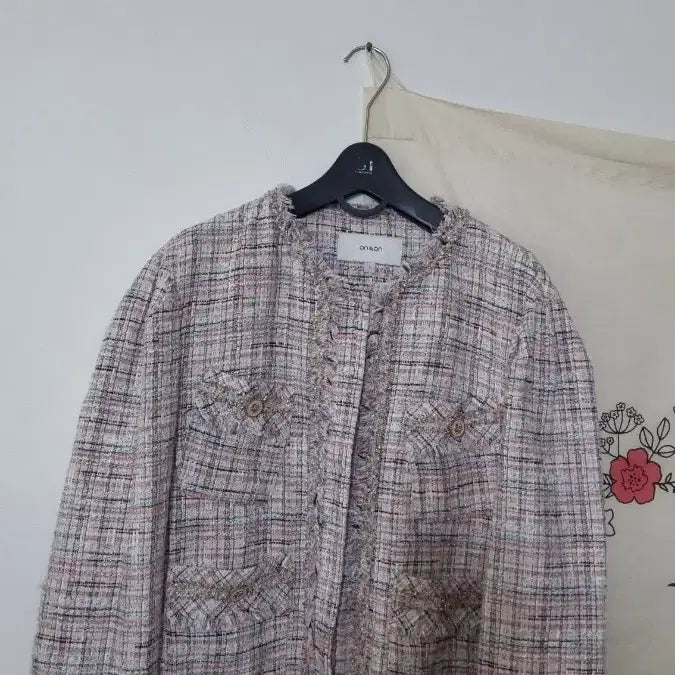[BUNJANG] ON&ON Pink Tweed Open Jacket / ON&ON 핑크 트위드 오픈형 자켓