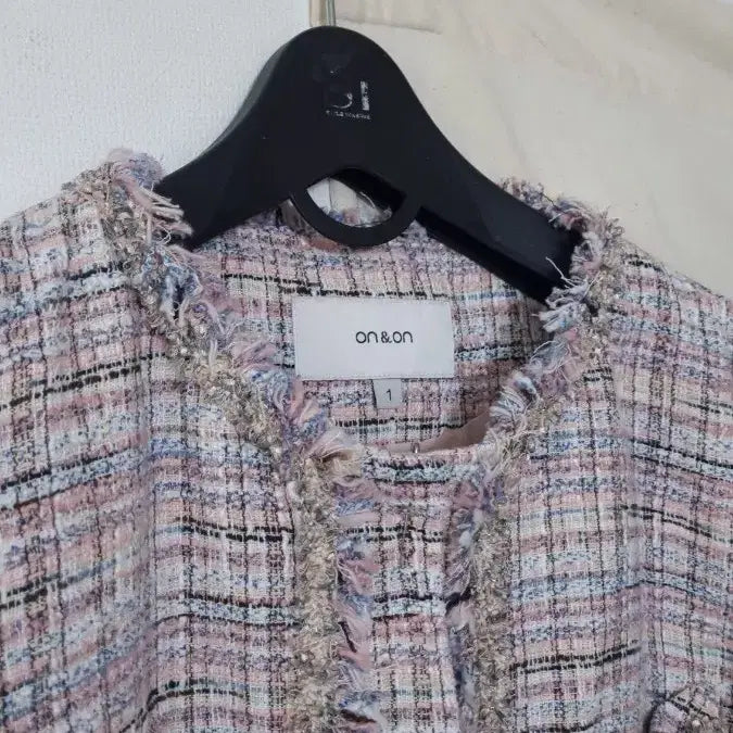 [BUNJANG] ON&ON Pink Tweed Open Jacket / ON&ON 핑크 트위드 오픈형 자켓