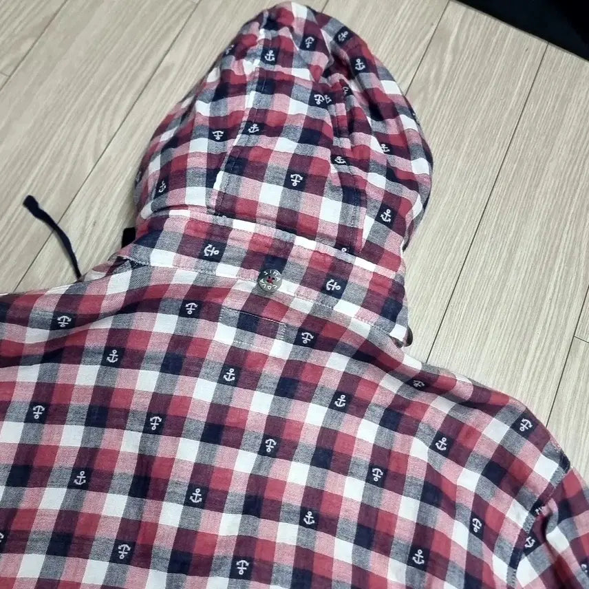 [BUNJANG] Sina Cova Anchor Check Hooded Shirt / 일본제 시나코바 앵커 체크 후드 셔츠(100)