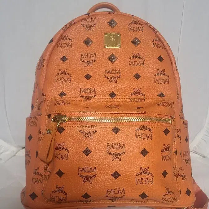 [BUNJANG] MCM Backpack Orange Leather Bag / MCM 백팩 오렌지 MMK3SVE20OR001