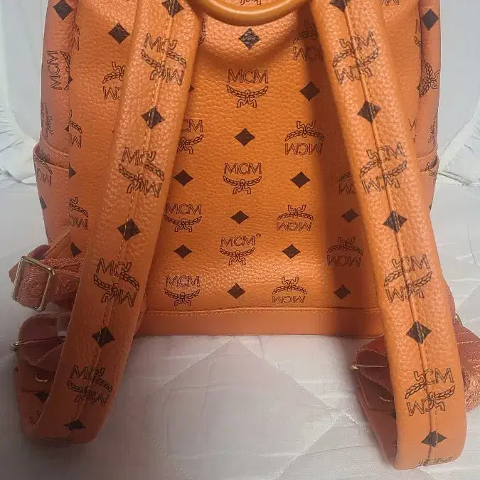 [BUNJANG] MCM Backpack Orange Leather Bag / MCM 백팩 오렌지 MMK3SVE20OR001