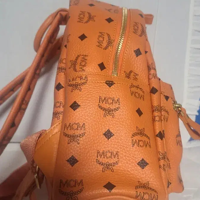 [BUNJANG] MCM Backpack Orange Leather Bag / MCM 백팩 오렌지 MMK3SVE20OR001