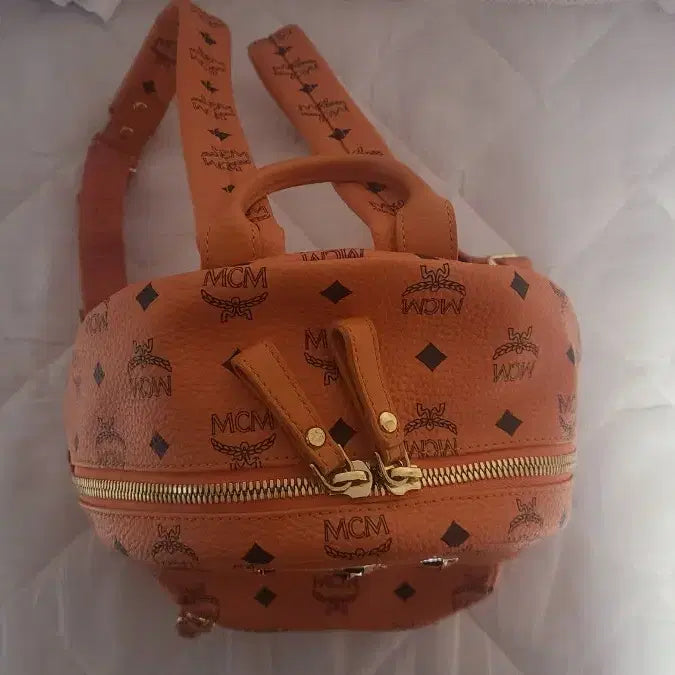 [BUNJANG] MCM Backpack Orange Leather Bag / MCM 백팩 오렌지 MMK3SVE20OR001