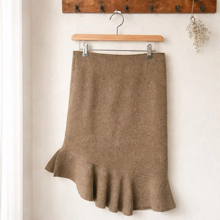 [BUNJANG] Asymmetrical Frill Midi Skirt / 새상품:) 언발 프릴 미디스커트(택있음)