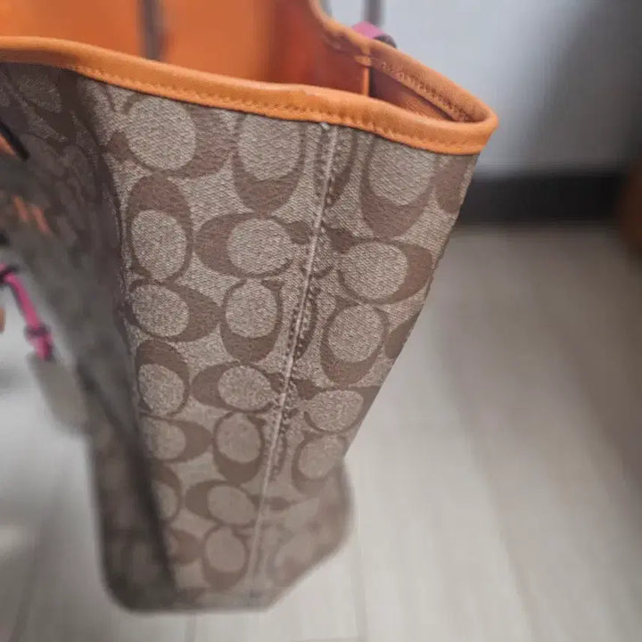 [BUNJANG] Coach Signature Pink Shoulder Tote Bag / 코치 시그니처 핑크 숄더백 토트백