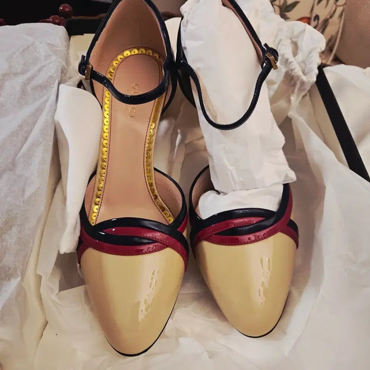 [BUNJANG] Gucci Patent Leather Tricolor Pumps Heels Size 36 / 구찌 페이턴트 가죽 삼색 펌프스 힐 36