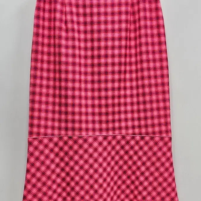 [BUNJANG] Benetton Checkered Asymmetrical Midi Skirt / 베네통 체크 언발 스커트