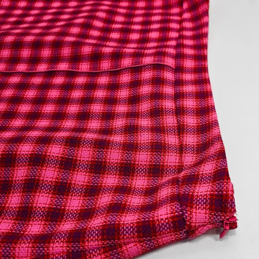 [BUNJANG] Benetton Checkered Asymmetrical Midi Skirt / 베네통 체크 언발 스커트