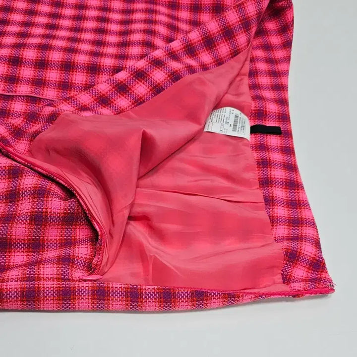 [BUNJANG] Benetton Checkered Asymmetrical Midi Skirt / 베네통 체크 언발 스커트