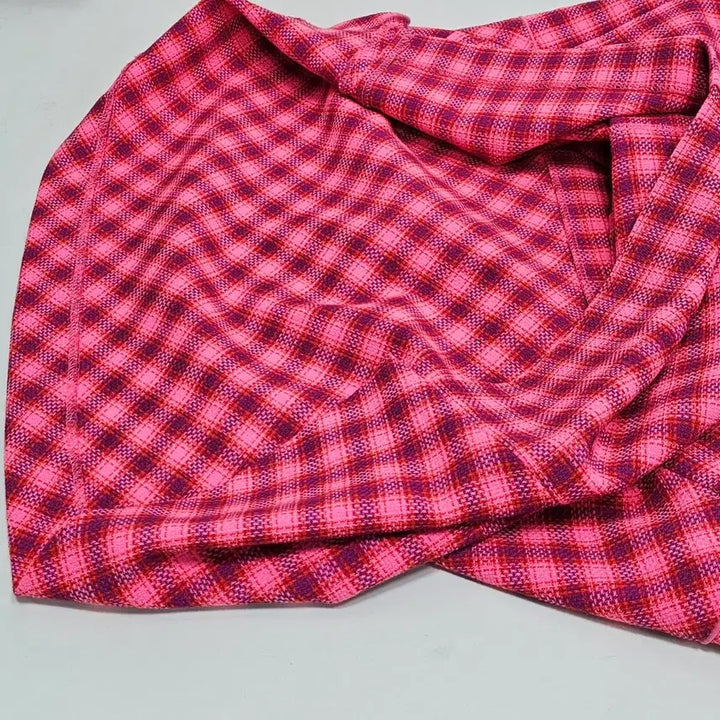 [BUNJANG] Benetton Checkered Asymmetrical Midi Skirt / 베네통 체크 언발 스커트