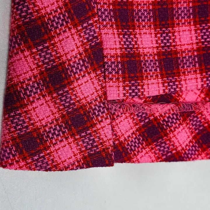 [BUNJANG] Benetton Checkered Asymmetrical Midi Skirt / 베네통 체크 언발 스커트