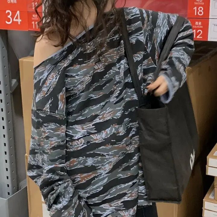 [BUNJANG] Camo Oversized T-shirt / <새상품> 카모 오버 티셔츠 1color