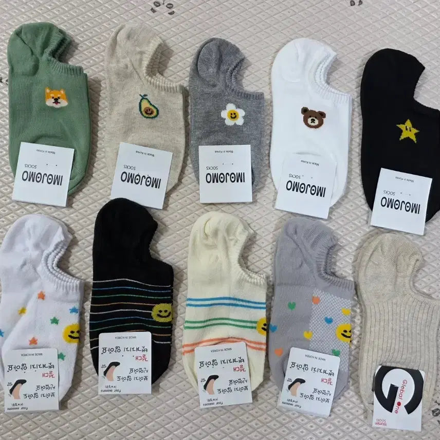 [BUNJANG] Korean Silicone 10-Pair Ankle Socks / 국산 *덧신양말 *10컬레 *새제품 *