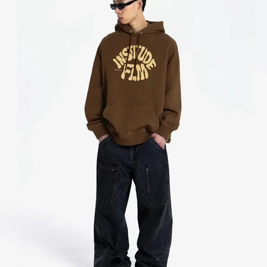 [BUNJANG] Filluminate Graffiti Logo Hoodie - Brown (Size M) / [M] 필루미네이트 오버핏 그래피티 로고 후디-브라운