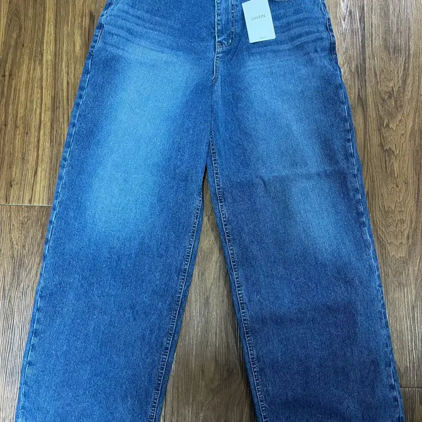 [BUNJANG] Dive In Loosed Wide Denim Pants Ribbed Blue Size 2 / (택o) 다이브인 루즈드 데님 팬츠 리브드 블루 2사이즈