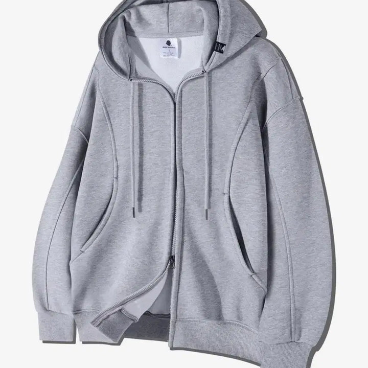 [BUNJANG] GHZ-278 Gray Stitch Detail Hooded Zip-Up Jacket / 절개 스티치 후드집업 GHZ-278_그레이