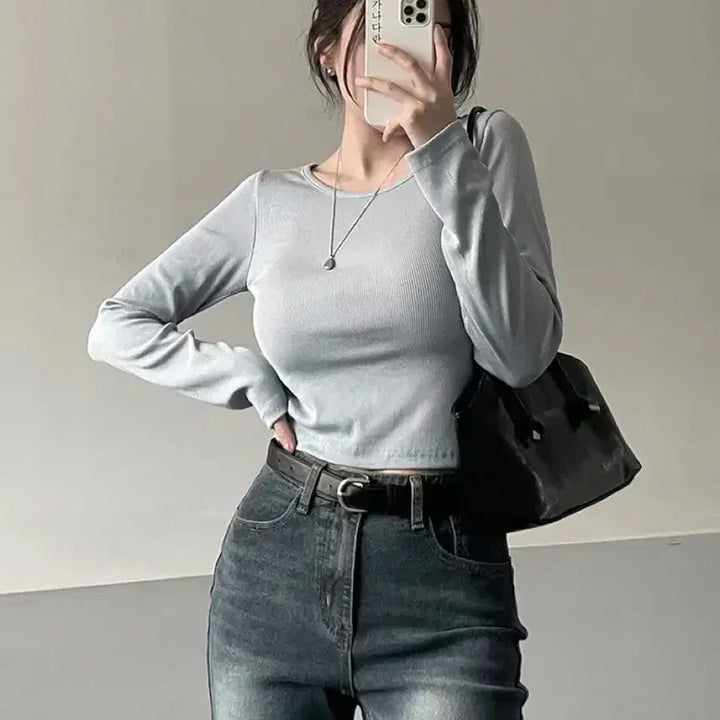 [BUNJANG] High-Waist Bootcut Denim Jeans / 하이웨스트 스판 진청 워싱 부츠컷 데님 팬츠