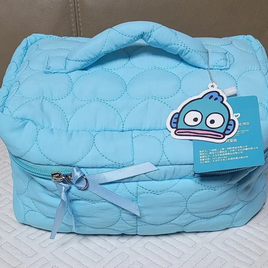 [BUNJANG] Sanrio Hangyodon Quilted Pouch Bag (Sky Blue) / 산리오 한교동 퀼팅 파우치 가방 하늘색(새상품)