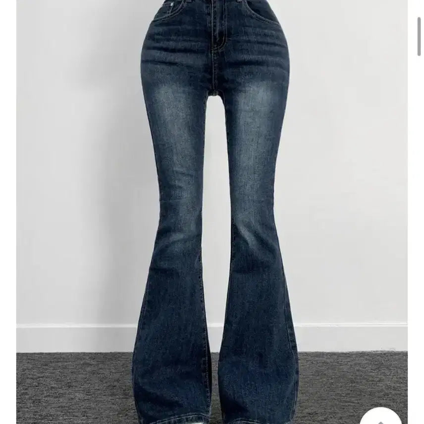 [BUNJANG] Ablly Fold Back Pocket Bootcut Denim Pants Dark Blue S Size / 에이블리 니까 폴드 백 포켓 부츠컷 데님 팬츠 진청 S사이즈