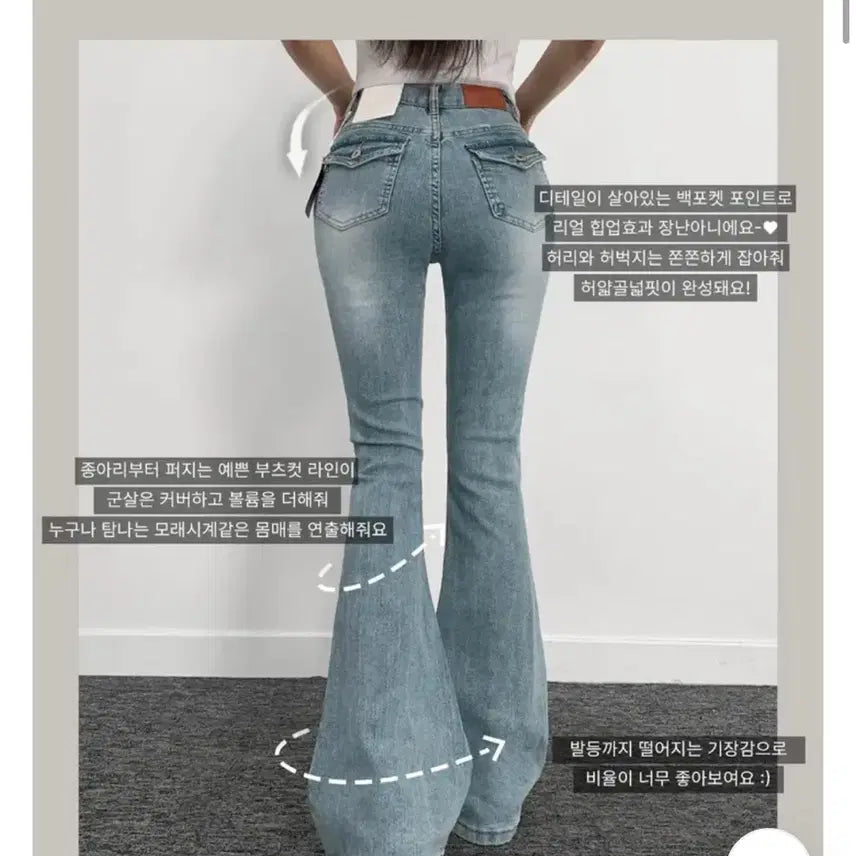 [BUNJANG] Ablly Fold Back Pocket Bootcut Denim Pants Dark Blue S Size / 에이블리 니까 폴드 백 포켓 부츠컷 데님 팬츠 진청 S사이즈