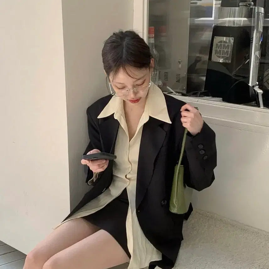 [SOLD OUT] (새상품)위드니노 링클 셔츠 블라우스 블랙