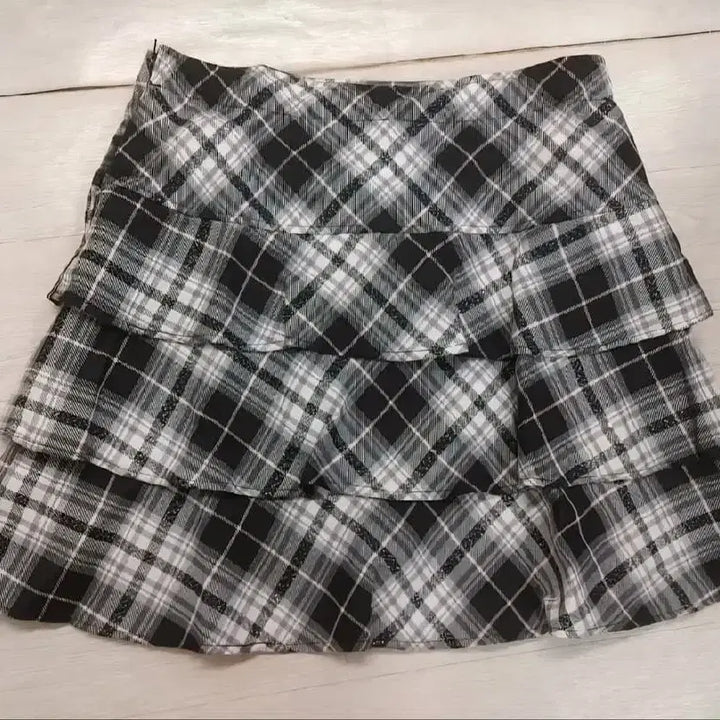 [BUNJANG] Vintage Black and Pink Jacket and Skirt Set / 빈티지 자켓+체크캉캉스커트 치마세트 캐캐체