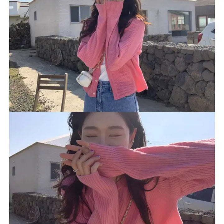 [BUNJANG] Underbee Apple Cardigan Peach Pink Mayvi / 언더비 애플 가디건 피치핑크 Mayvi