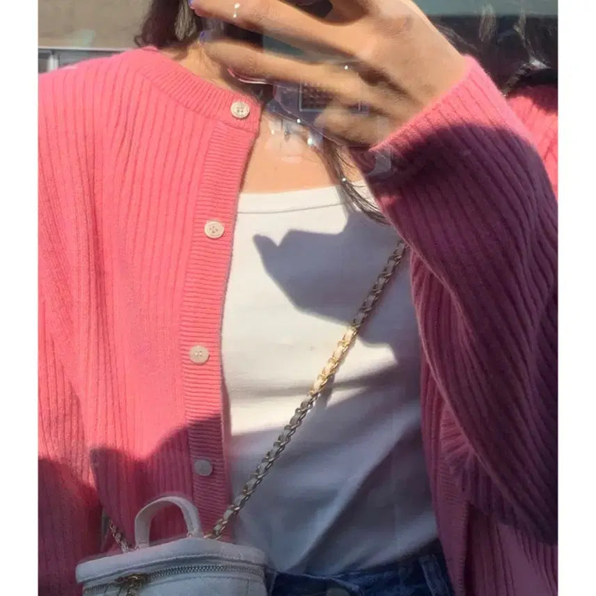 [BUNJANG] Underbee Apple Cardigan Peach Pink Mayvi / 언더비 애플 가디건 피치핑크 Mayvi