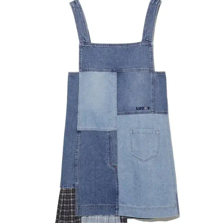 [BUNJANG] Lucky Chouette Patchwork Pleated Midi Dress / 럭키슈에뜨 원피스