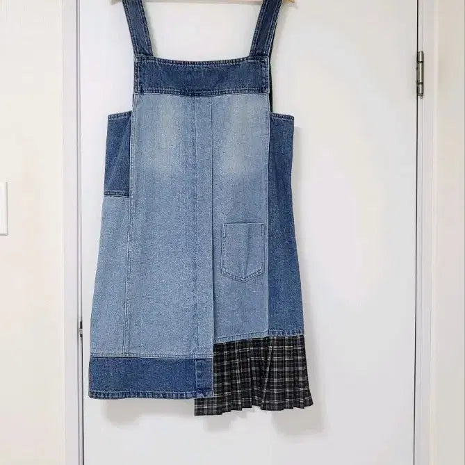 [BUNJANG] Lucky Chouette Patchwork Pleated Midi Dress / 럭키슈에뜨 원피스