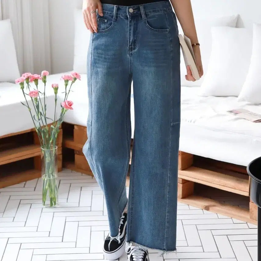 [BUNJANG] Unspecified Straight-Leg Denim Pants / 5054 절개 스트레이트 데님팬츠