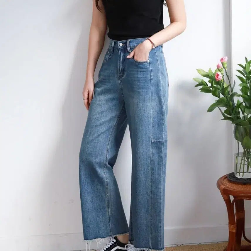 [BUNJANG] Unspecified Straight-Leg Denim Pants / 5054 절개 스트레이트 데님팬츠