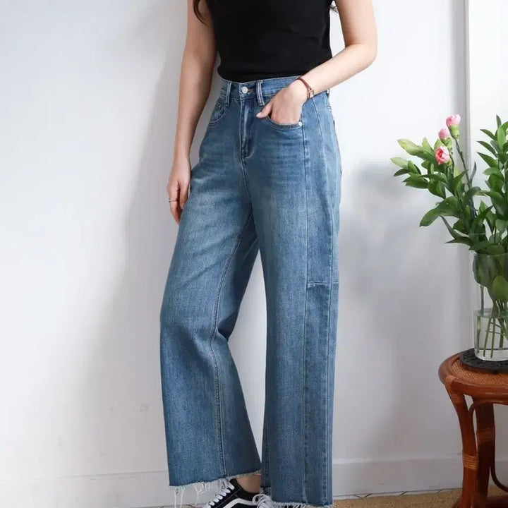 [BUNJANG] Unspecified Straight-Leg Denim Pants / 5054 절개 스트레이트 데님팬츠