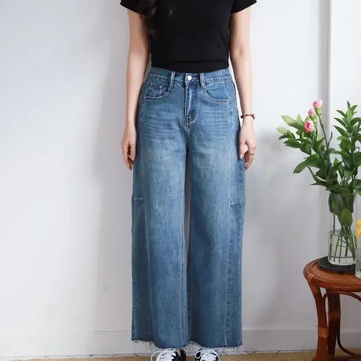 [BUNJANG] Unspecified Straight-Leg Denim Pants / 5054 절개 스트레이트 데님팬츠