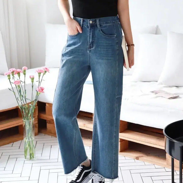 [BUNJANG] Unspecified Straight-Leg Denim Pants / 5054 절개 스트레이트 데님팬츠