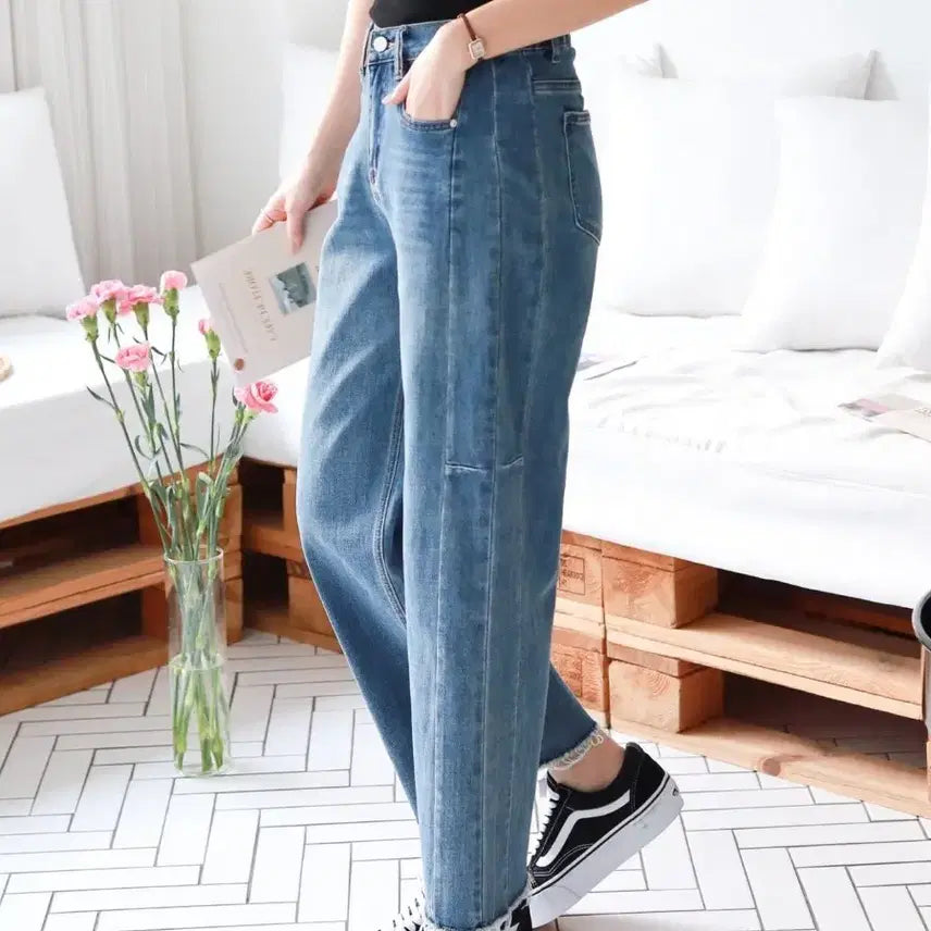 [BUNJANG] Unspecified Straight-Leg Denim Pants / 5054 절개 스트레이트 데님팬츠