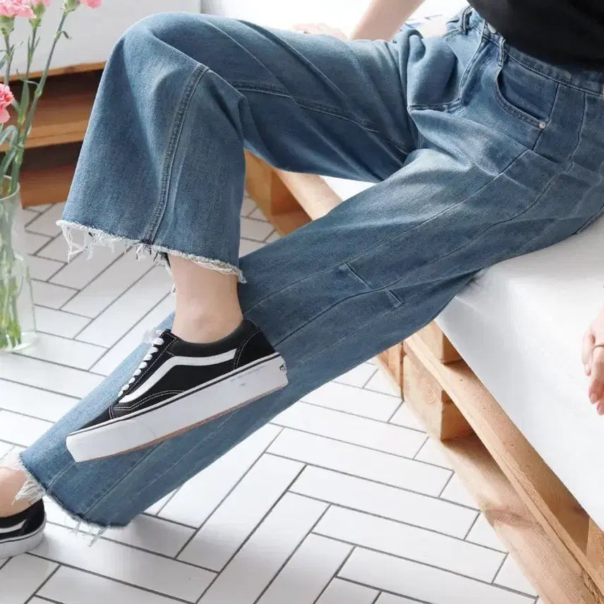 [BUNJANG] Unspecified Straight-Leg Denim Pants / 5054 절개 스트레이트 데님팬츠
