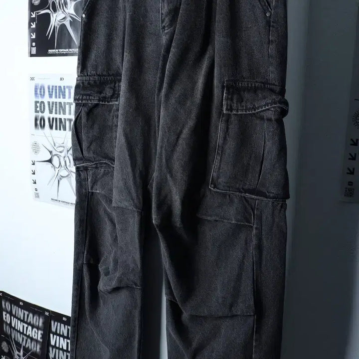 [BUNJANG] Dimitri Black Denim Cargo Jeans / (XL-2XL) 디미트리블랙 청바지 데님 워싱 카고 흑청-2433